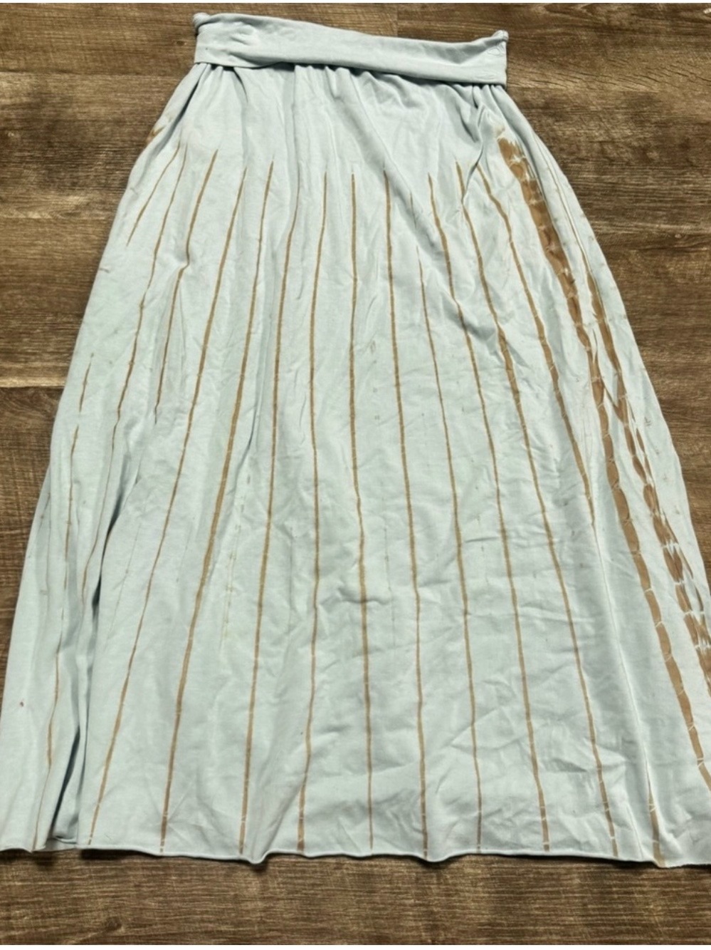 Light Blue and Tan Tie-Dye Maxi Skirt — Women’s Flowing Summer Skirt - Picture 3 of 8